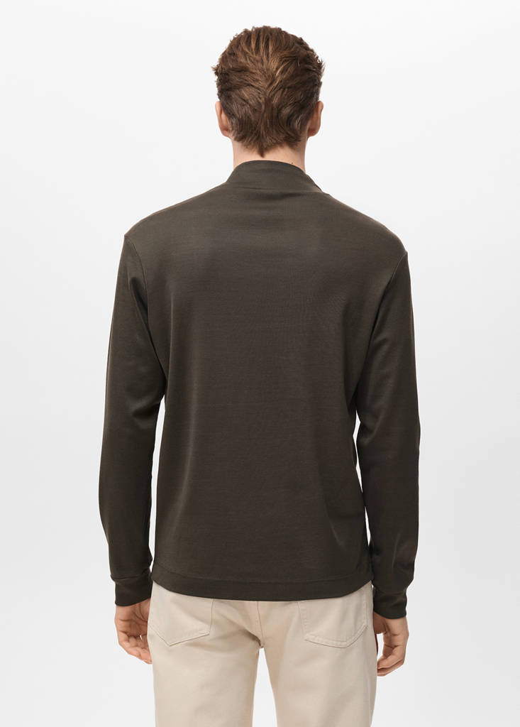 Perkins-neck long-sleeved t-shirt — Chocolate