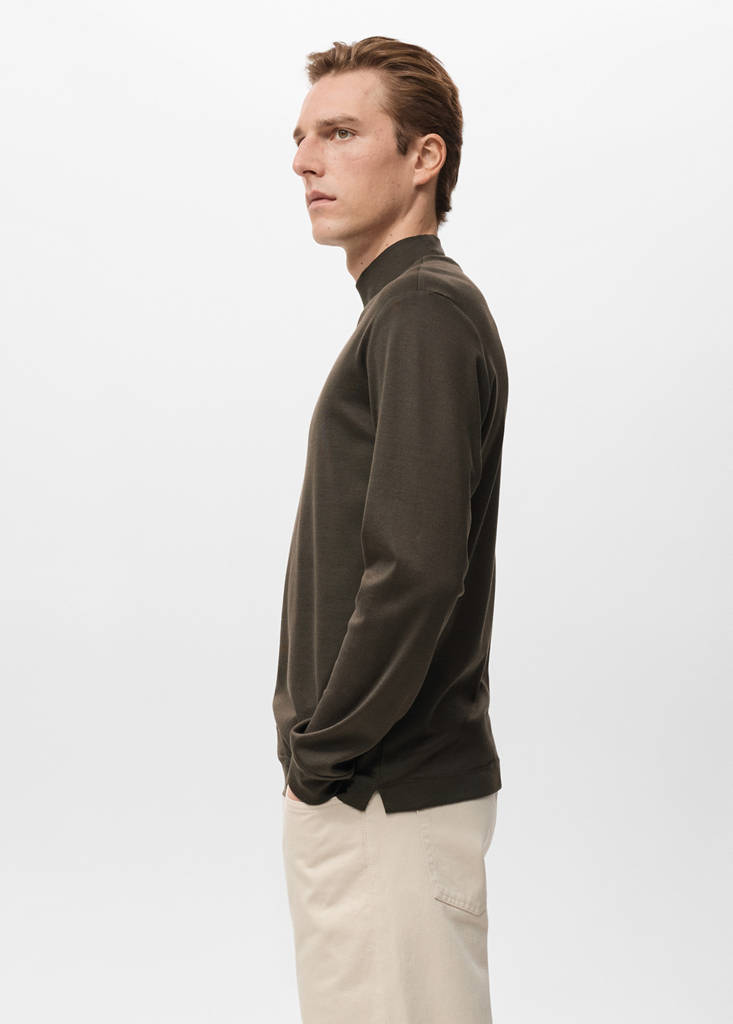 Perkins-neck long-sleeved t-shirt — Chocolate
