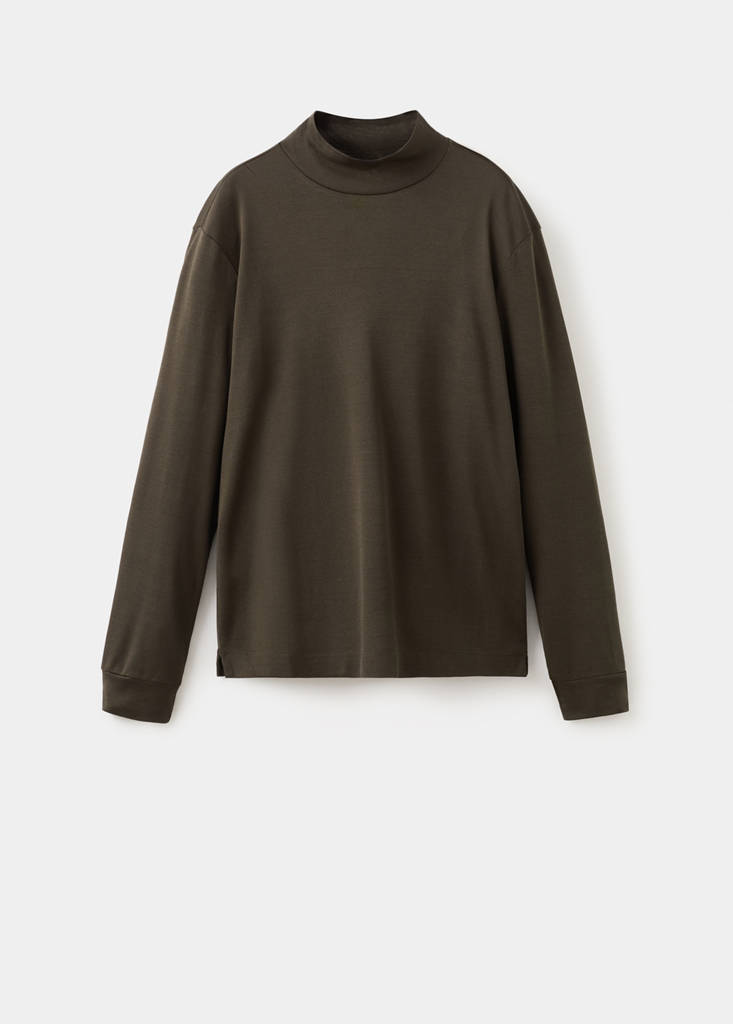 Perkins-neck long-sleeved t-shirt — Chocolate