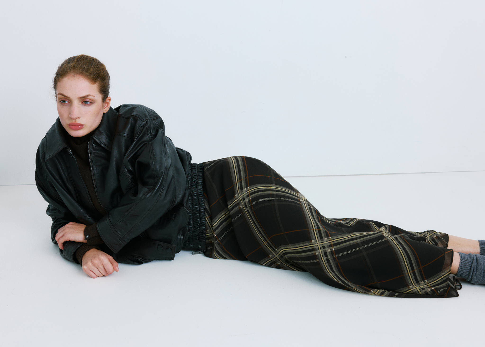 Checked long skirt - Panoramic plane