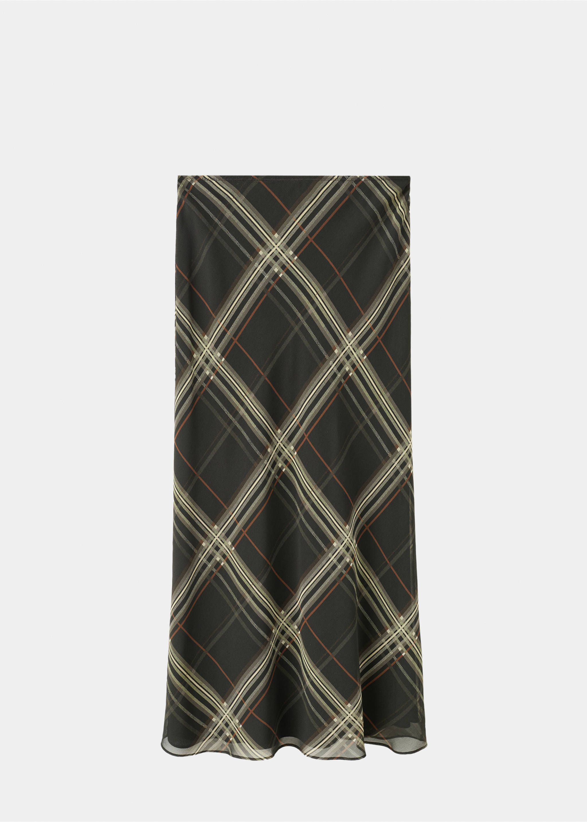 Checked long skirt - Article without model, Black. Ref: 27061315-00.