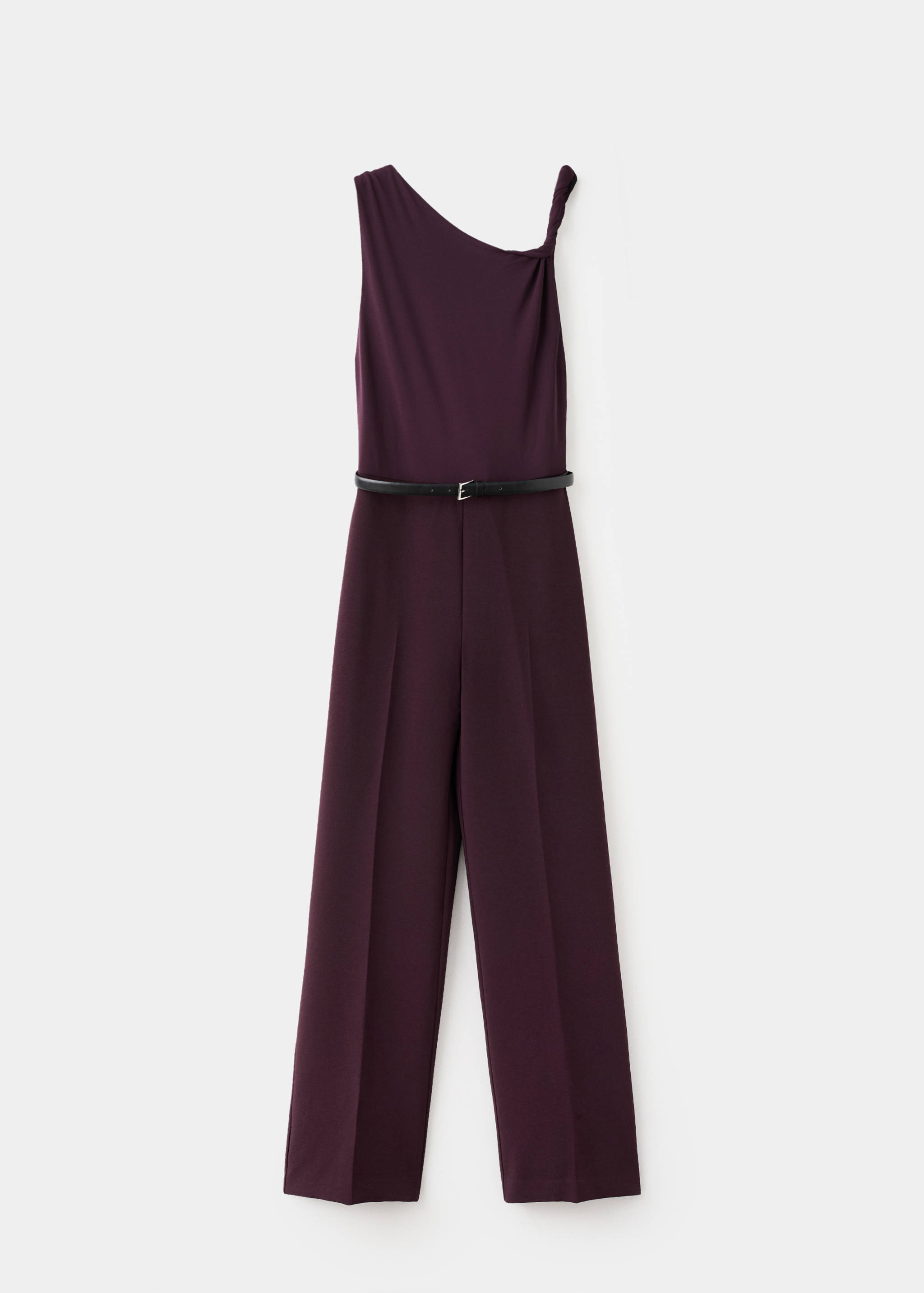 Jumpsuit with asymmetrical neckline and belt - Article without model