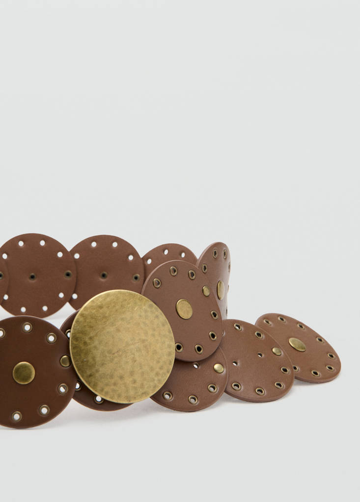Wide studded belt — Brown