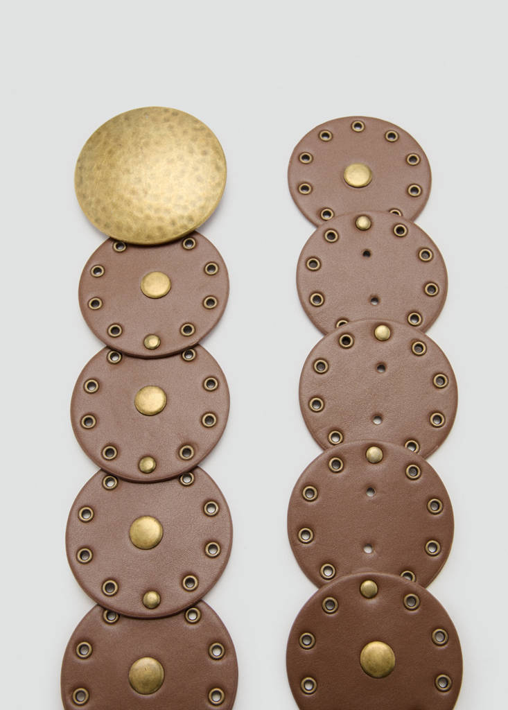 Wide studded belt — Brown