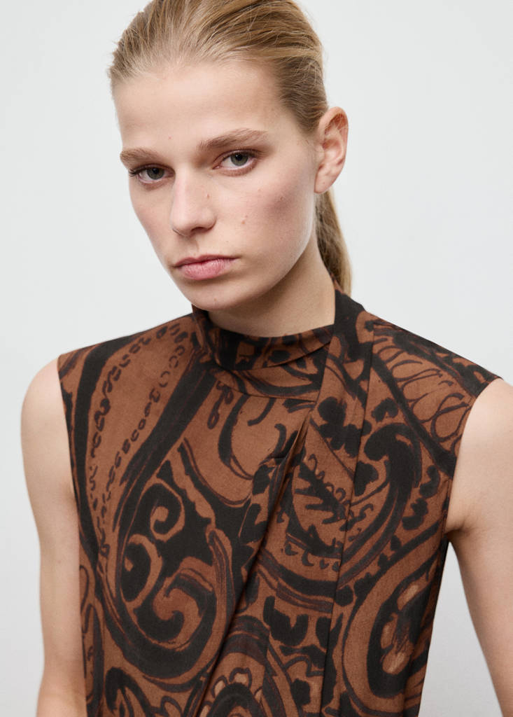 Paisley-print jumpsuit with belt — Burnt Orange