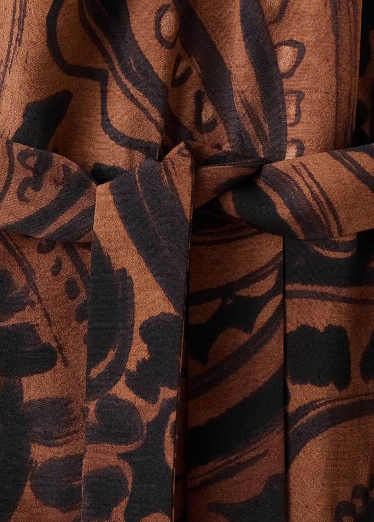 Paisley-print jumpsuit with belt — Burnt Orange