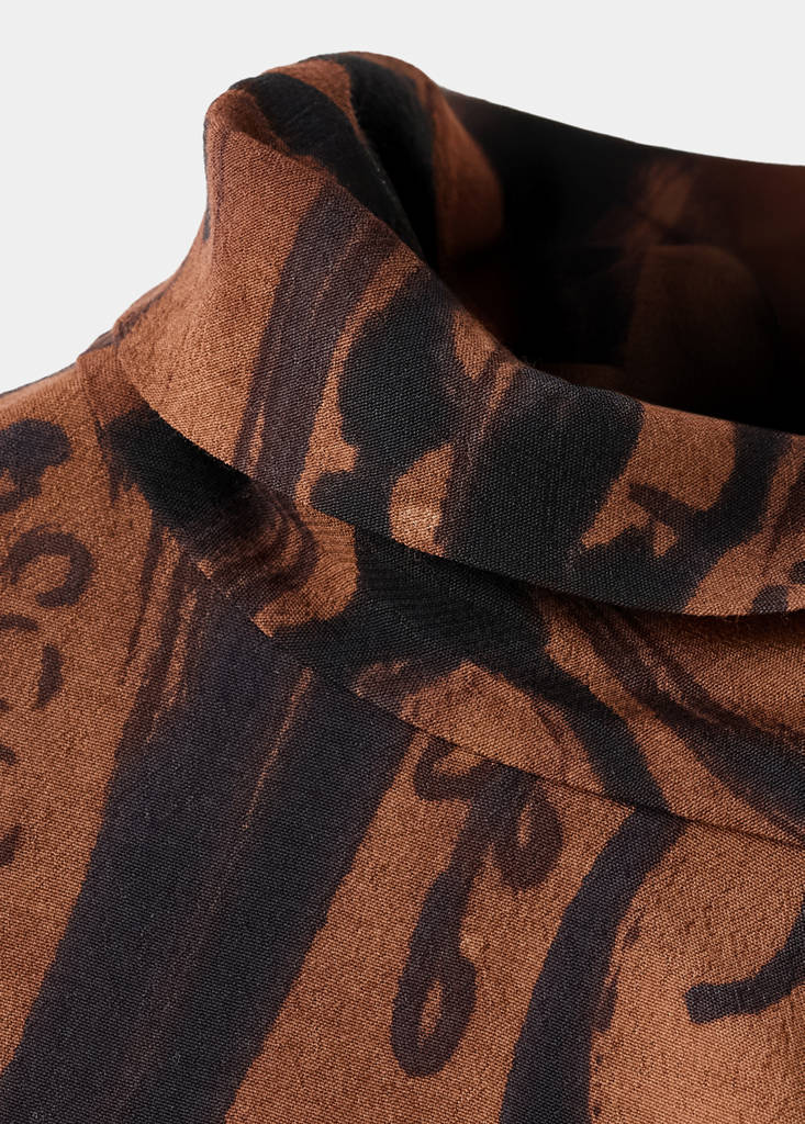 Paisley-print jumpsuit with belt — Burnt Orange