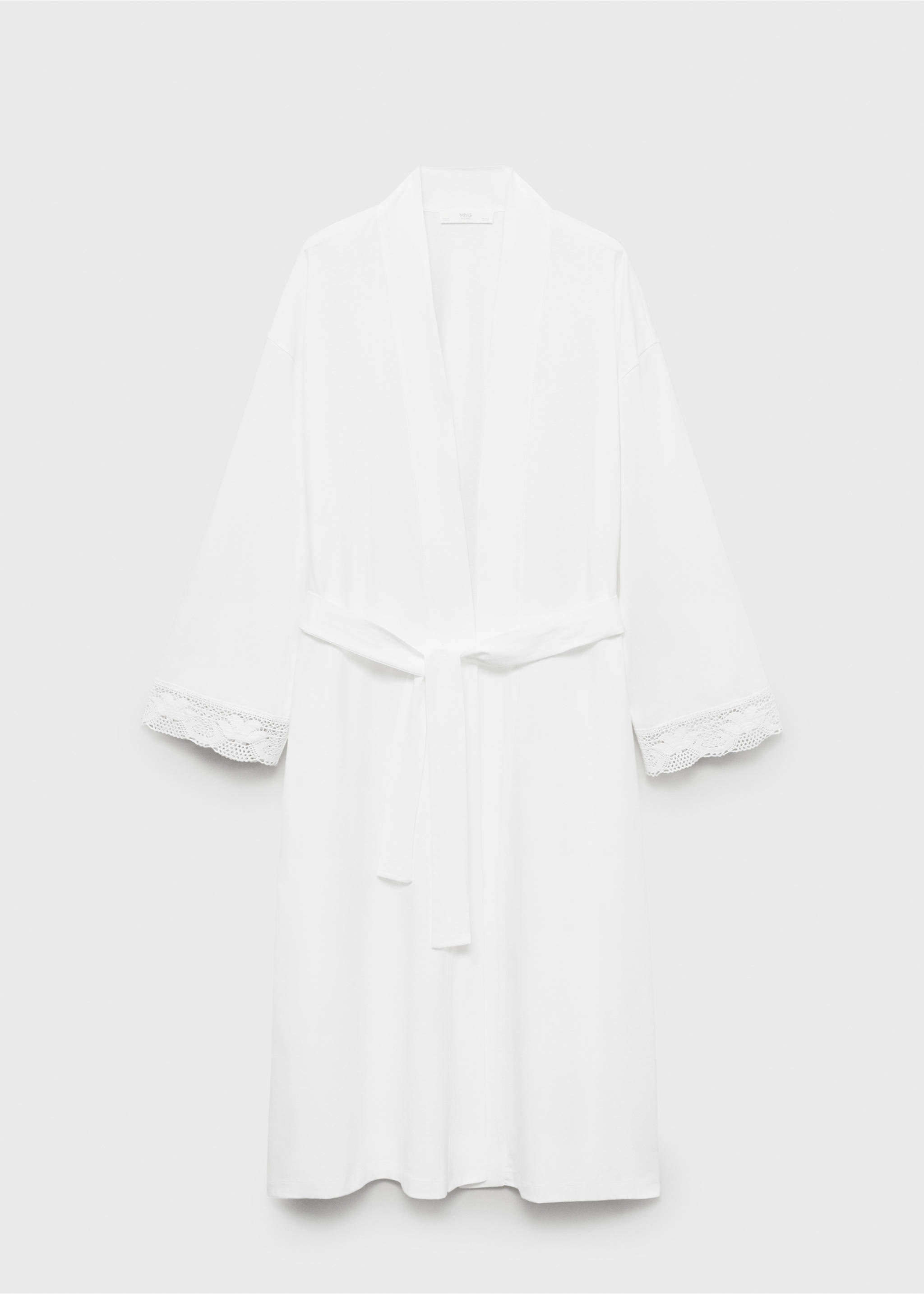 Cotton robe with lace - Article without model, White. Ref: 27061321-00.