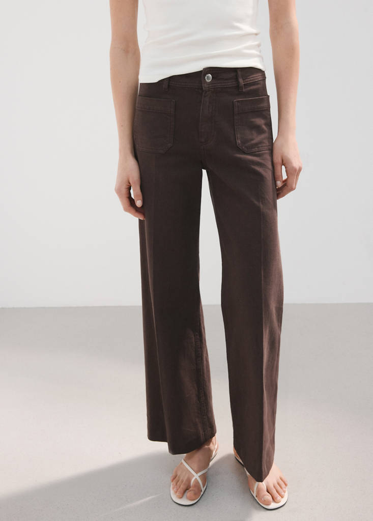 Wide leg jeans with pockets — Chocolate
