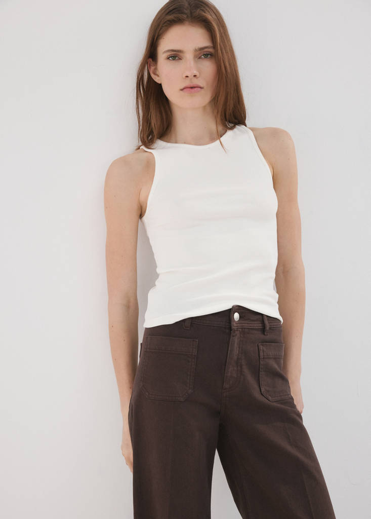 Wide leg jeans with pockets — Chocolate