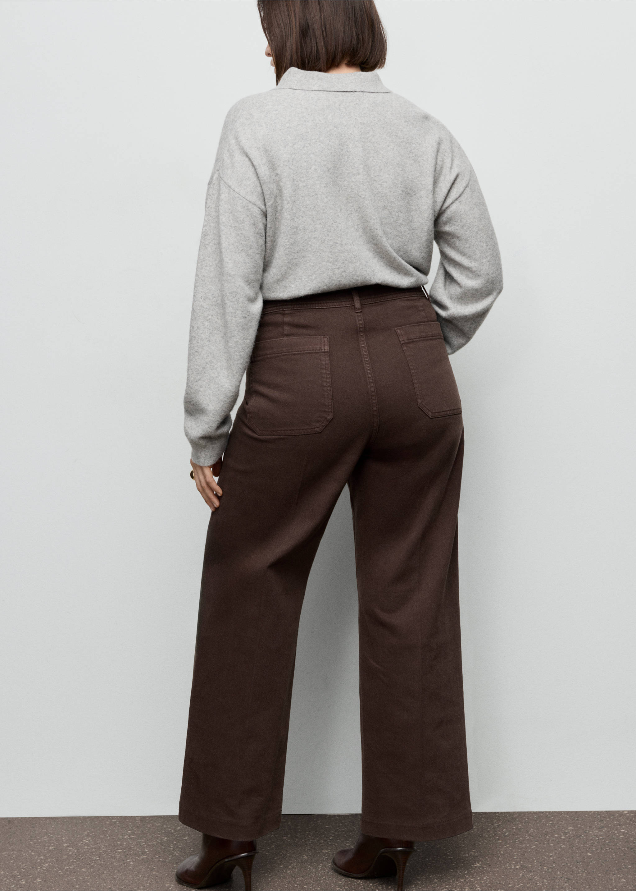 Jeans wide leg bolsillos - Detalle del artículo 4, Chocolate. Ref: 27061322-00.