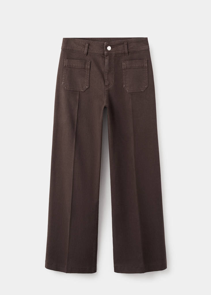 Wide leg jeans with pockets — Chocolate