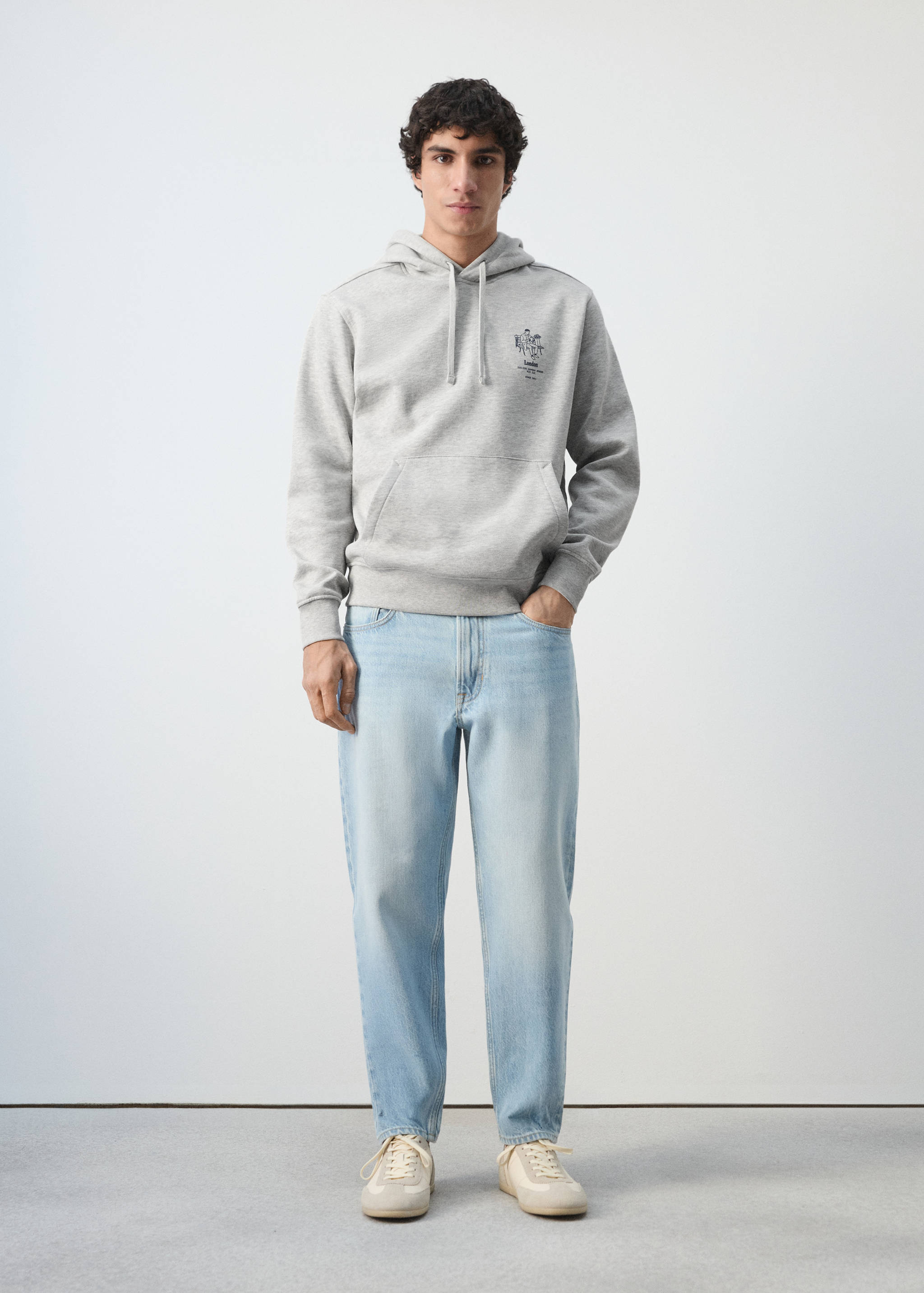 Sudadera capucha algodón texto - Plano general