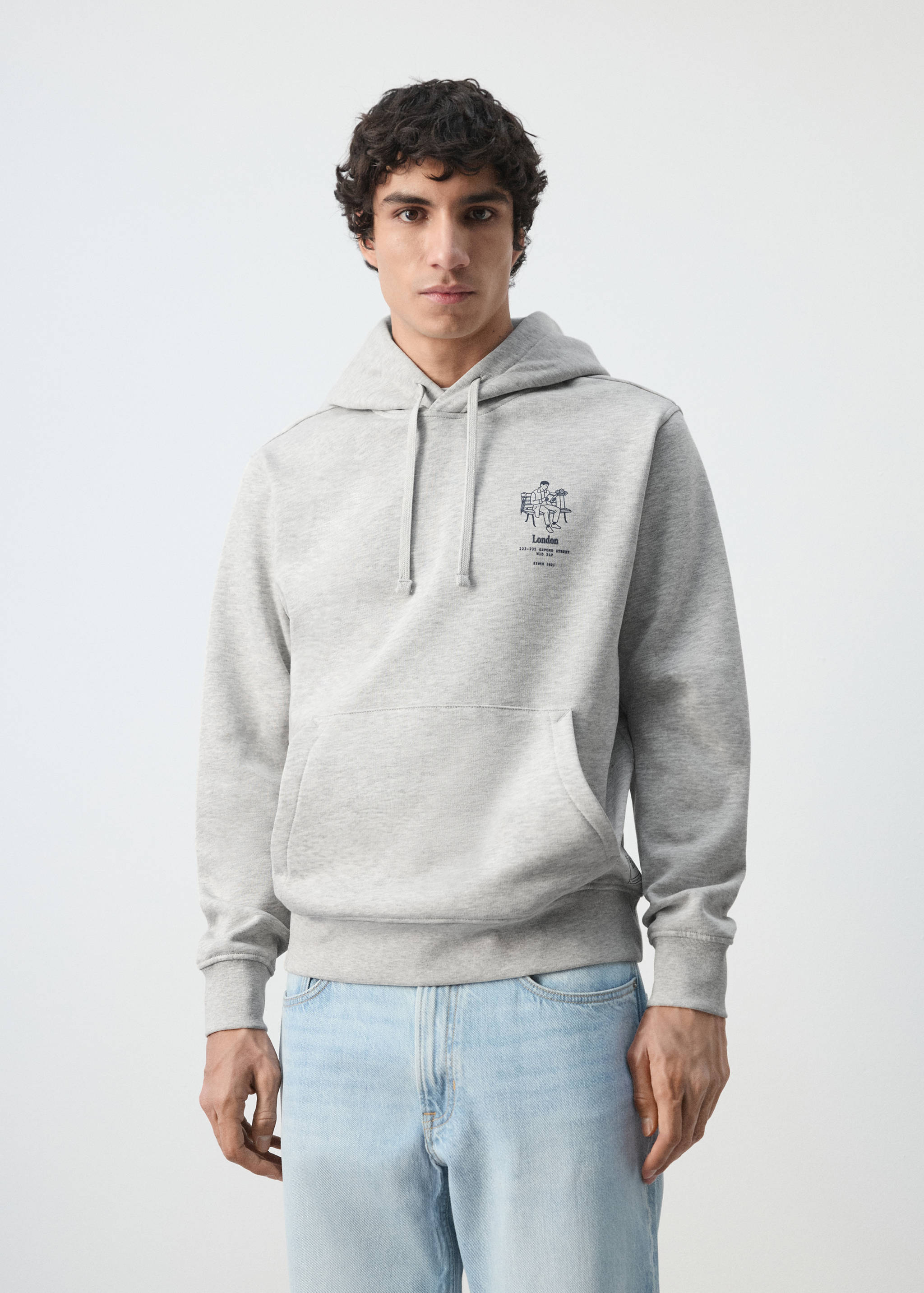 Sudadera capucha algodón texto - Plano medio