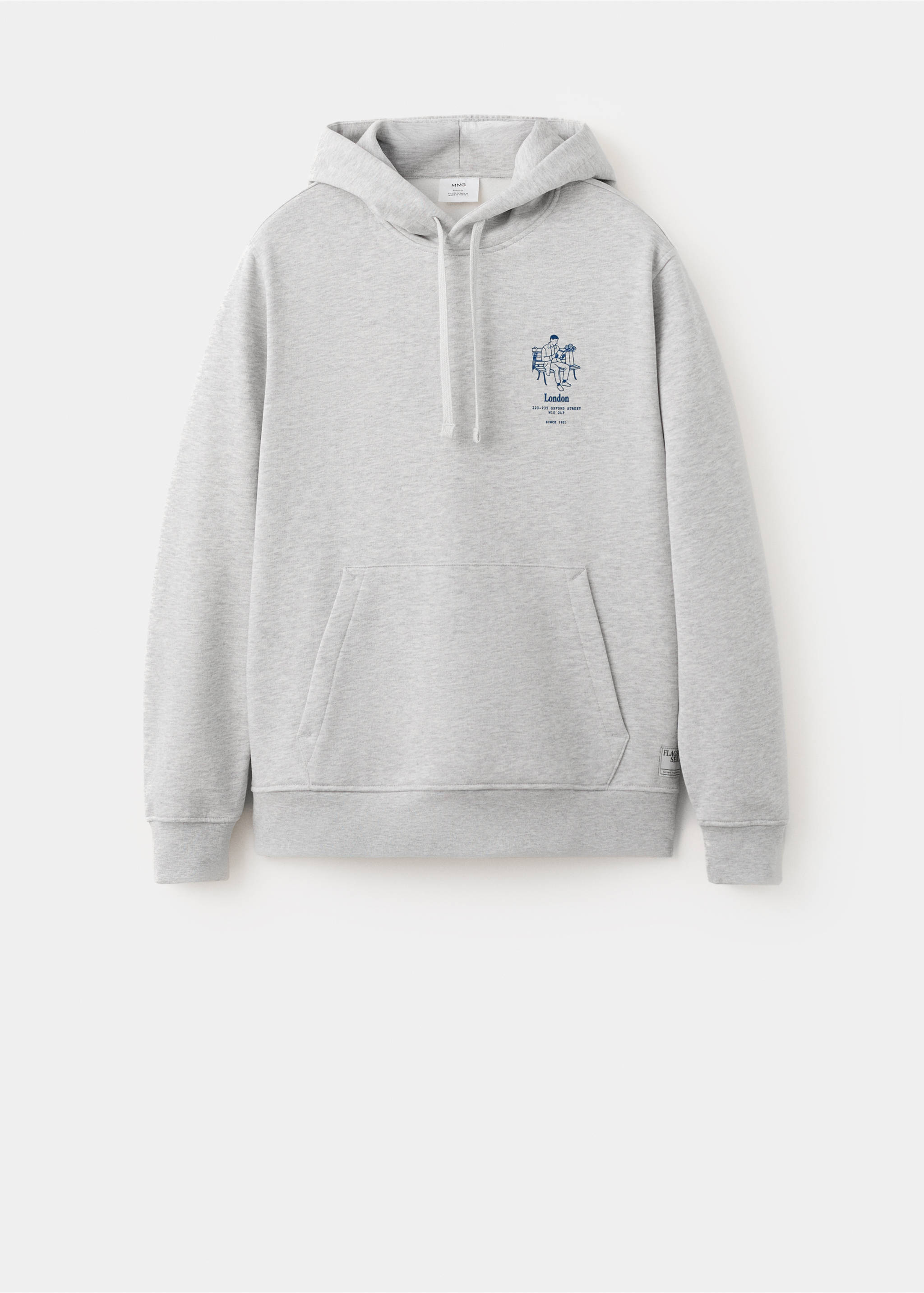 Cotton hooded sweatshirt text - Article without model, Medium Heather Grey. Ref: 27061324-00.
