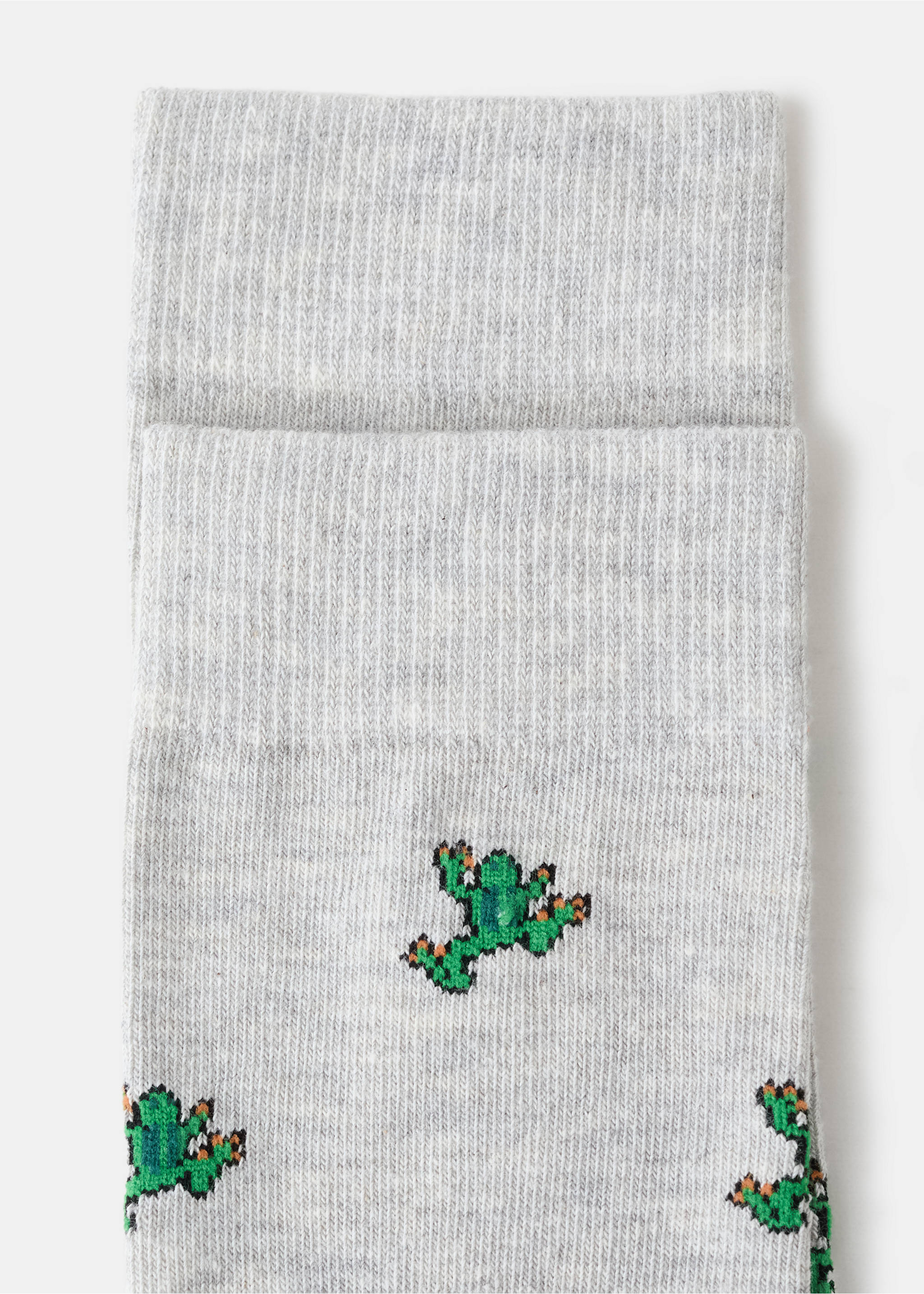 Cotton socks with frog pattern - Details of the article 8, Light Heather Grey. Ref: 27061327-00.