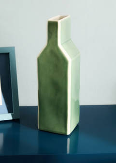 Large contrast colour stoneware vase — Green 1