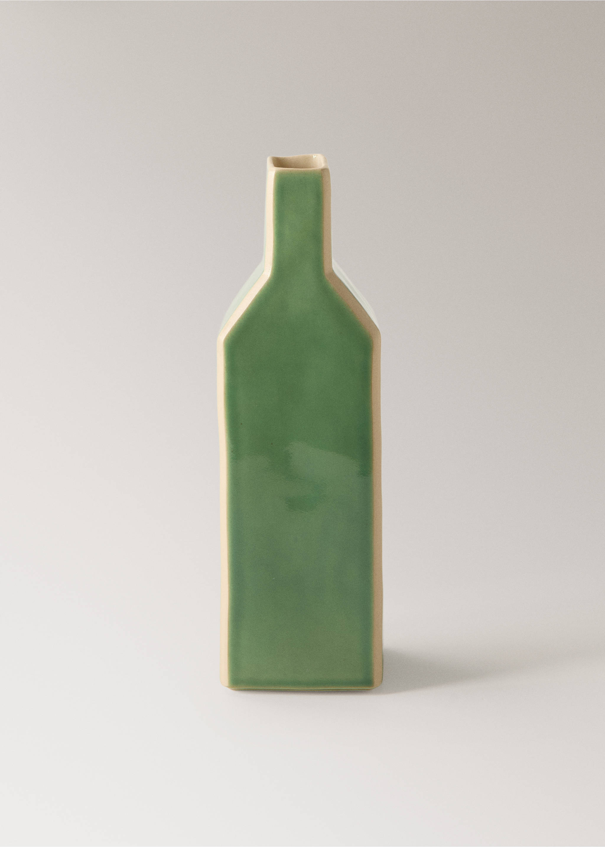 Голяма цветна вазa от каменина с контрастен мотив - Артикул без модел, Зелено. Ref: 27061330-00.