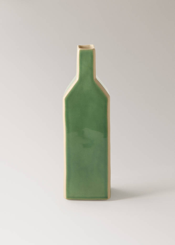 Medium contrast colour stoneware vase — Green
