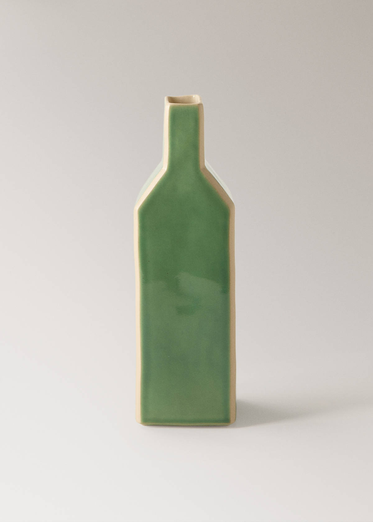 Large contrast colour stoneware vase — Green