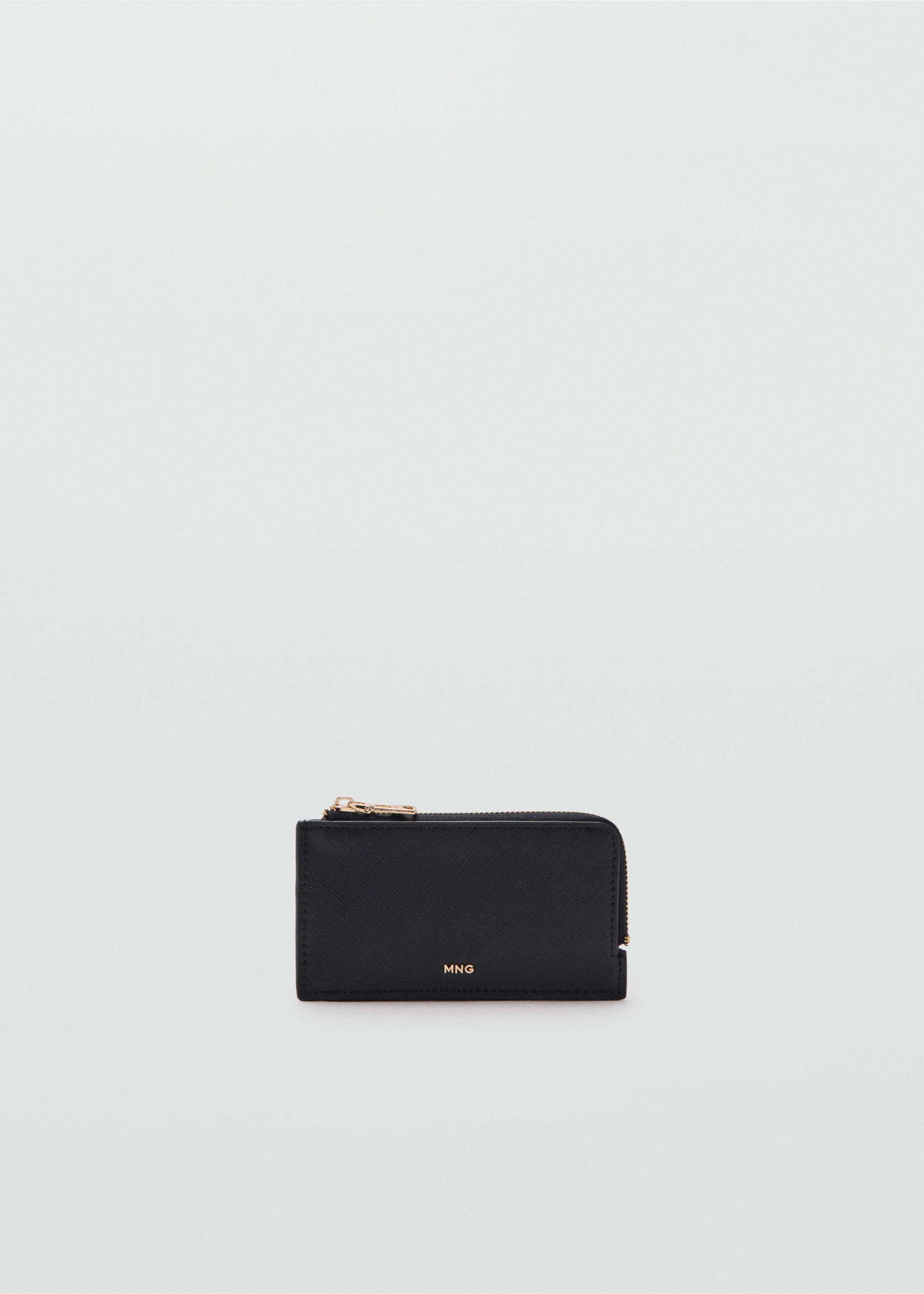 Saffiano-effect card holder with zip - Article without model, Black. Ref: 27061331-00.
