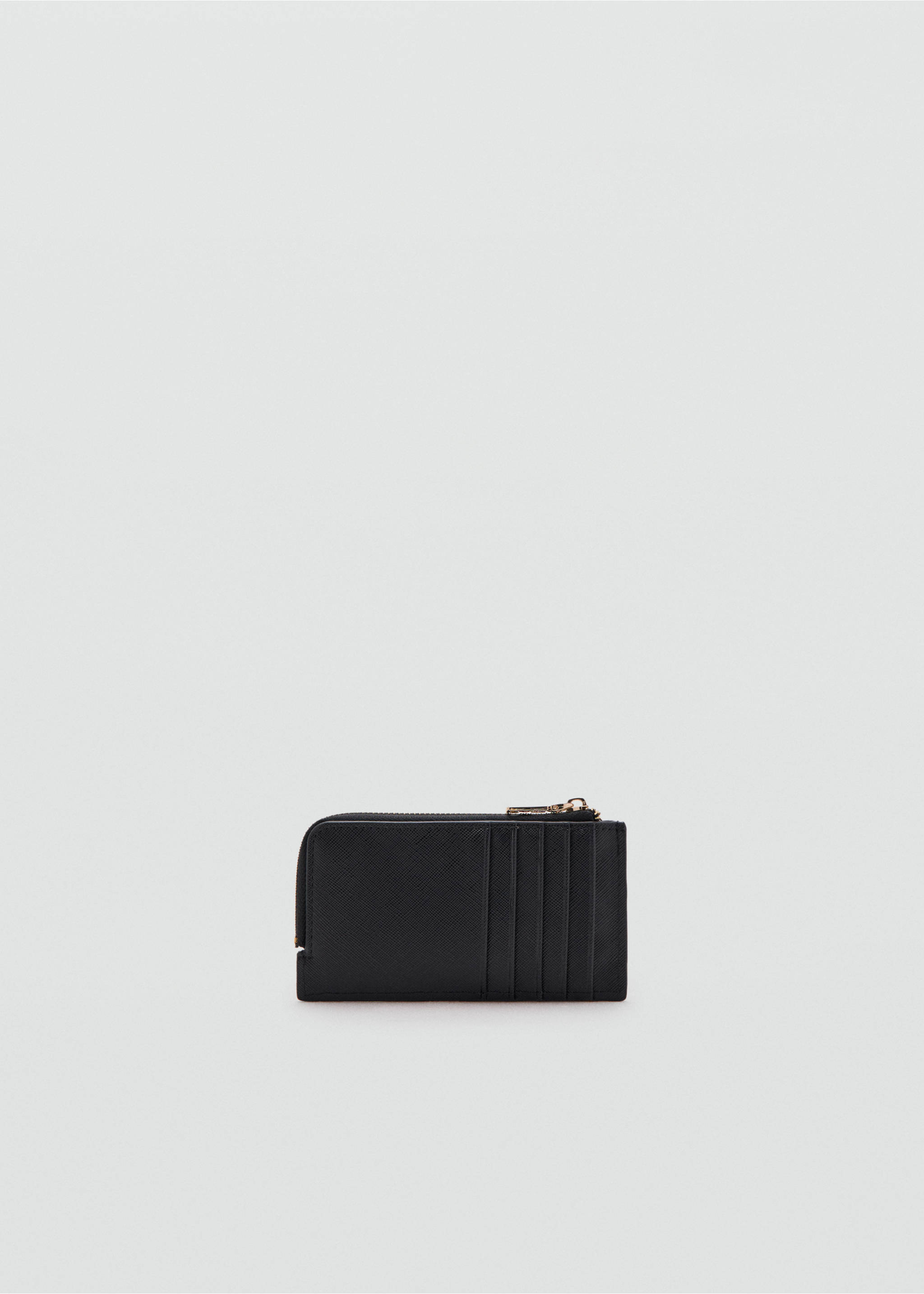 Saffiano-effect card holder with zip - Medium plane, Black. Ref: 27061331-00.
