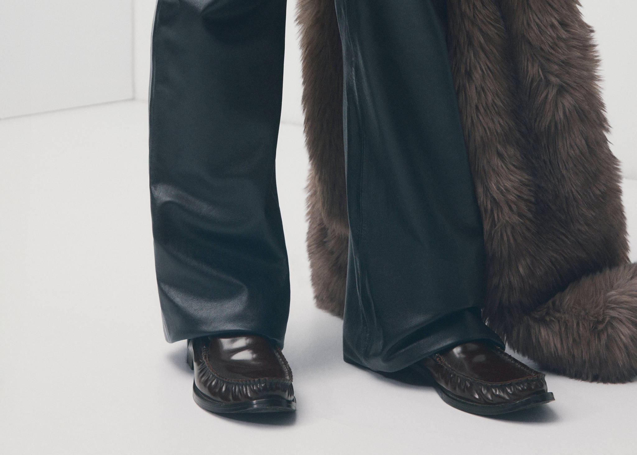 Gathered leather loafers - Panoramic plane