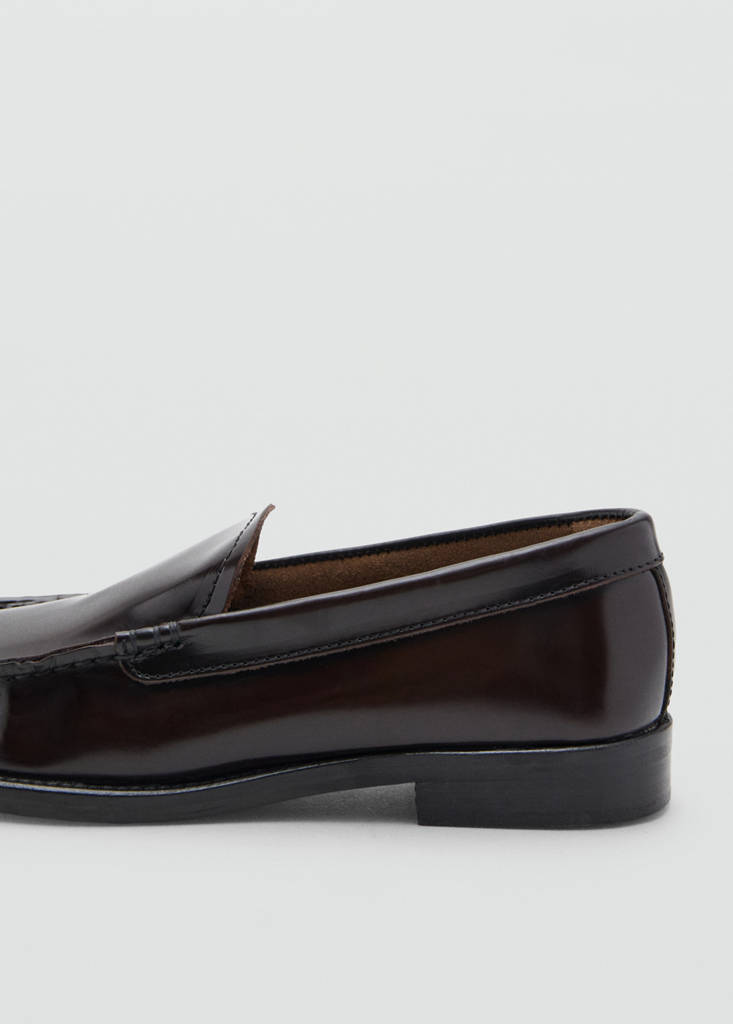 Gathered leather loafers — Chocolate