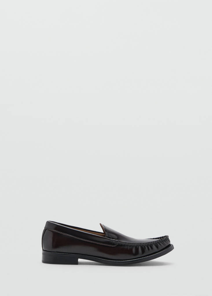 Gathered leather loafers — Chocolate