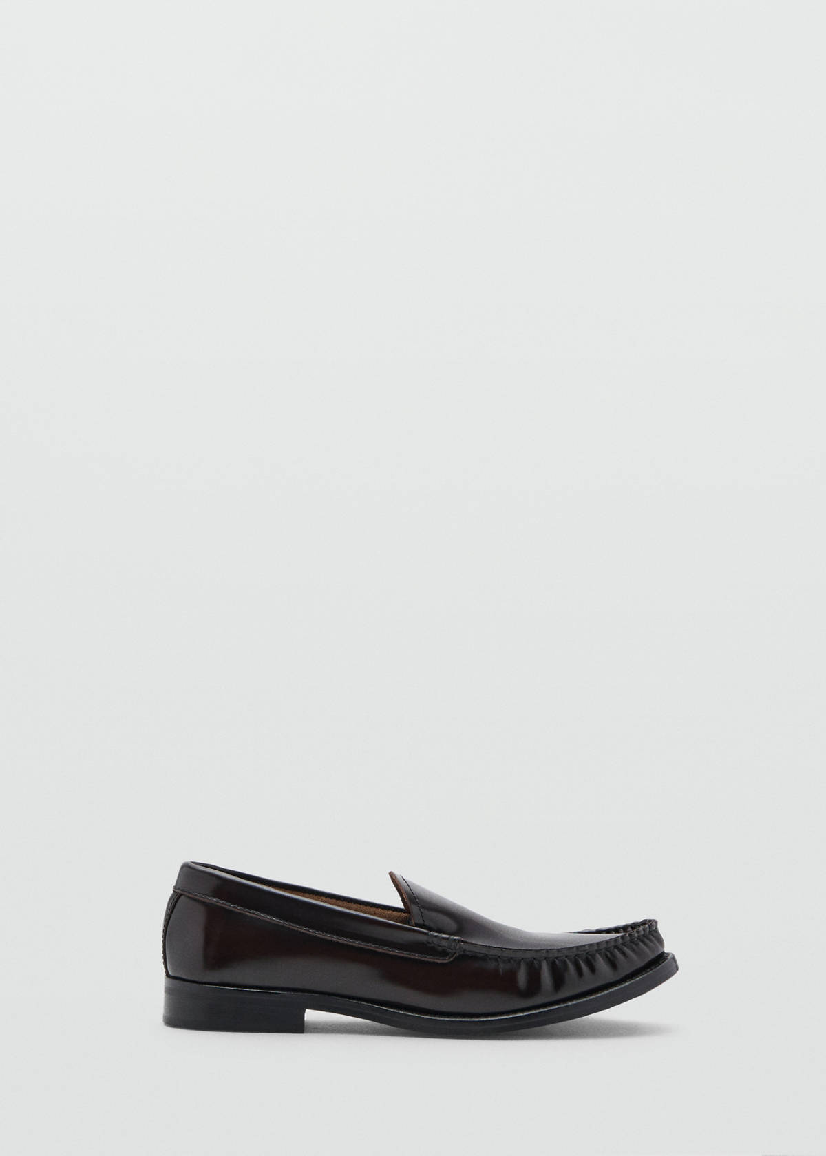Gathered leather loafers — Chocolate