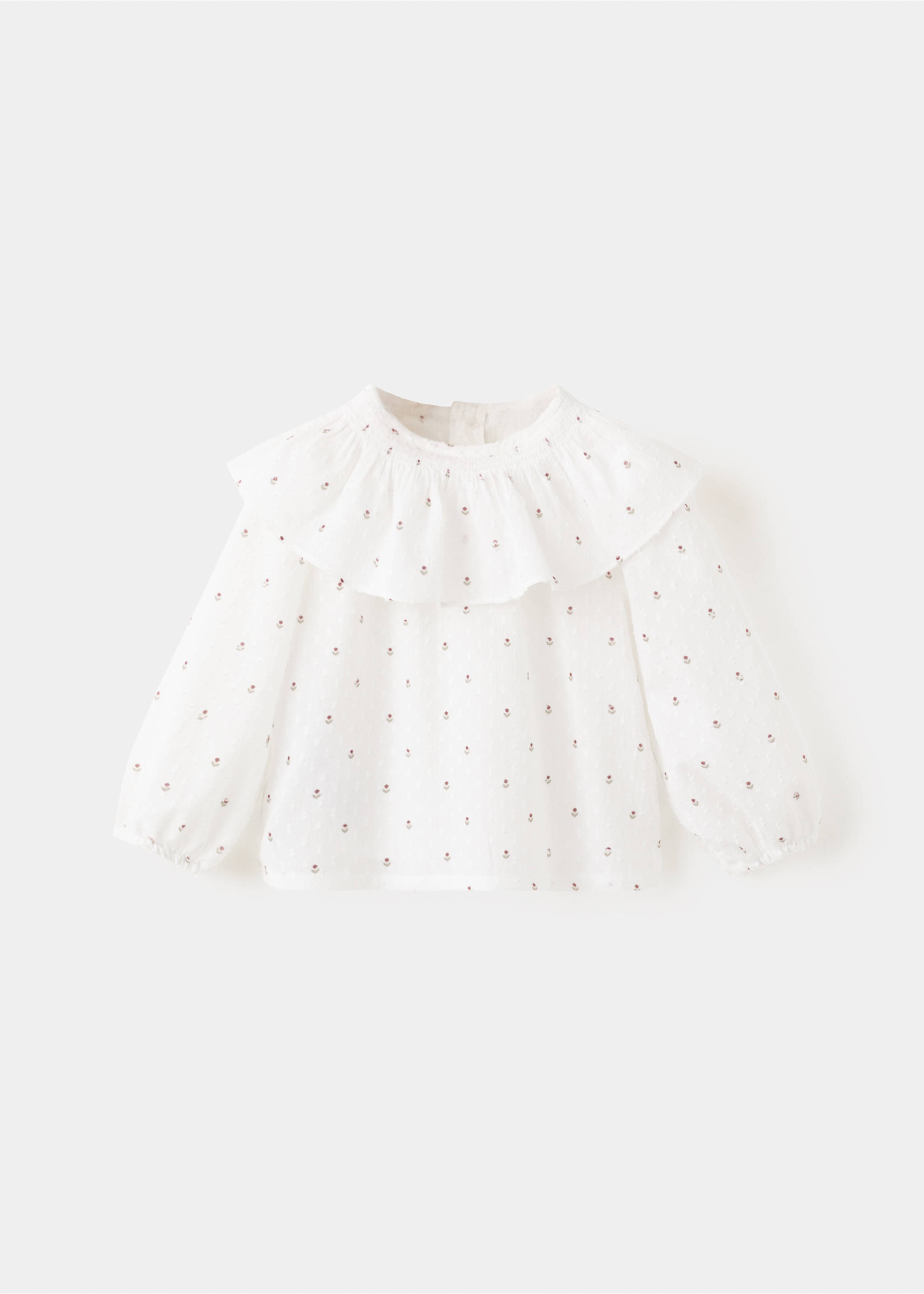 Embroidered babydoll-collar blouse - Article without model, Off White. Ref: 27061335-00.