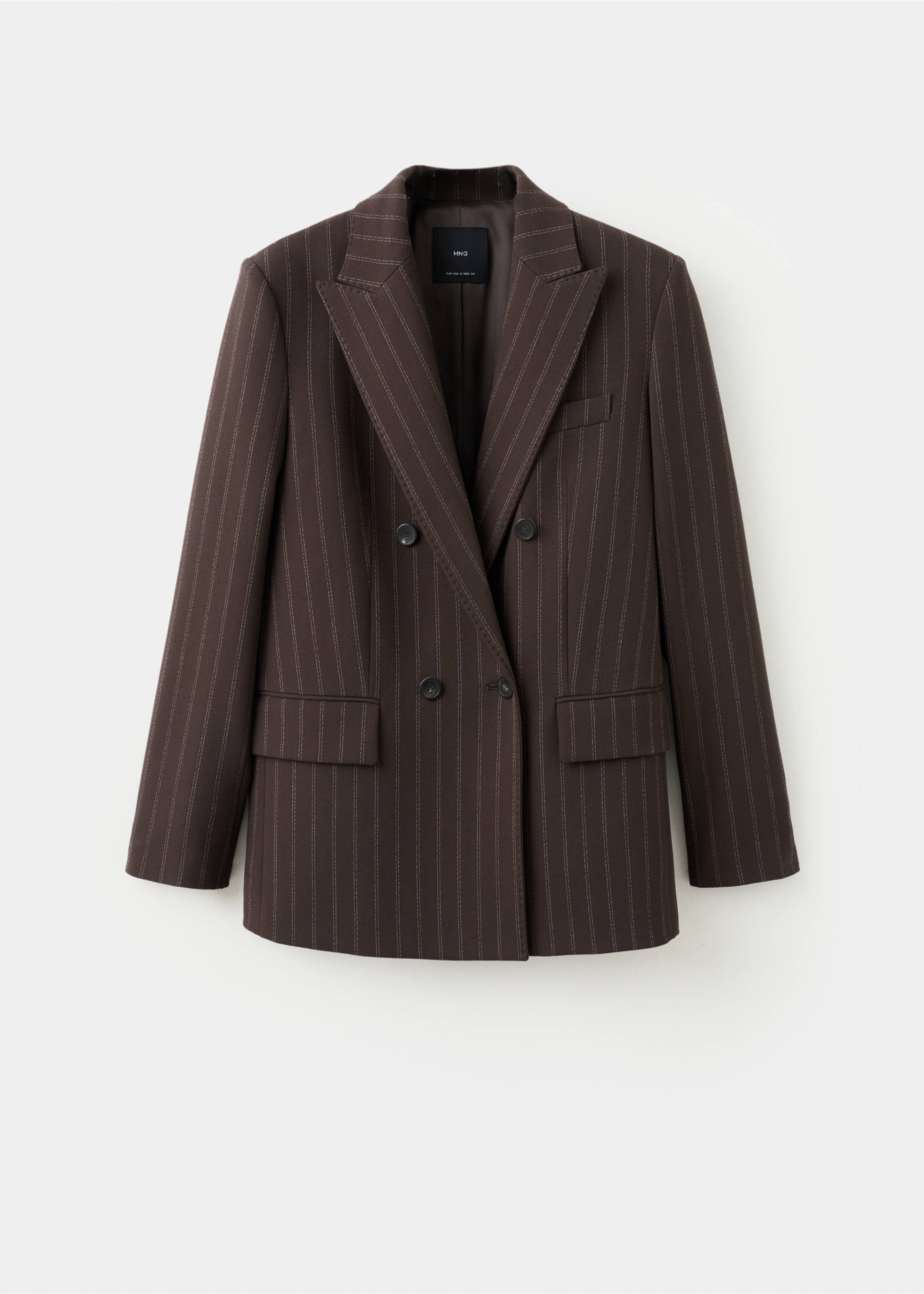Double-breasted pinstripe suit jacket - Article without model, Brown. Ref: 27061338-00.