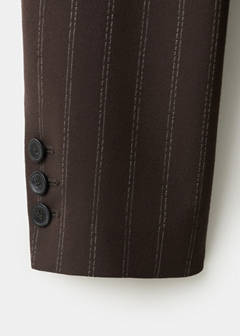 Double-breasted pinstripe suit jacket — Brown 11