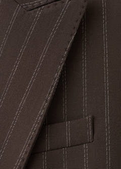Double-breasted pinstripe suit jacket — Brown 18