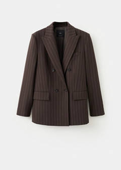 Double-breasted pinstripe suit jacket — Brown 17