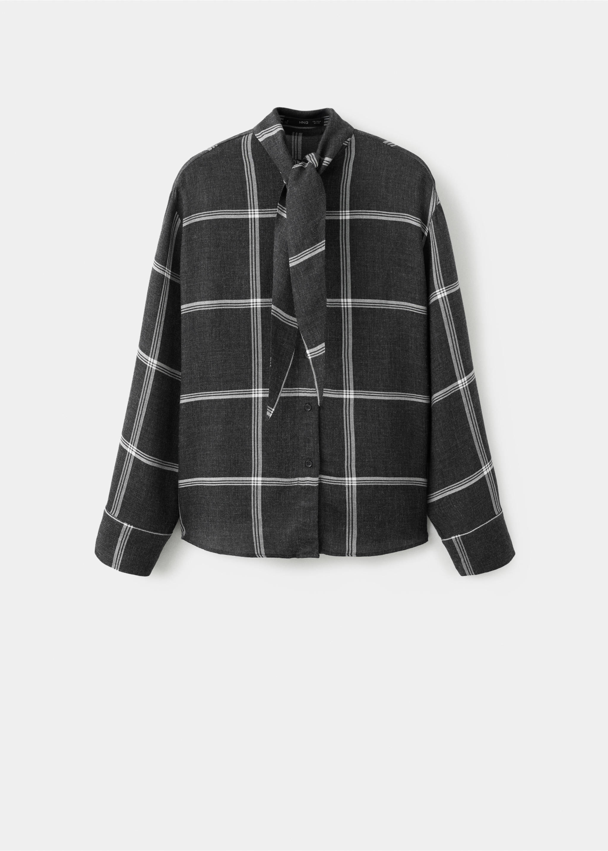 Blouse with check pattern and foulard collar - Article without model, Black. Ref: 27061340-00.