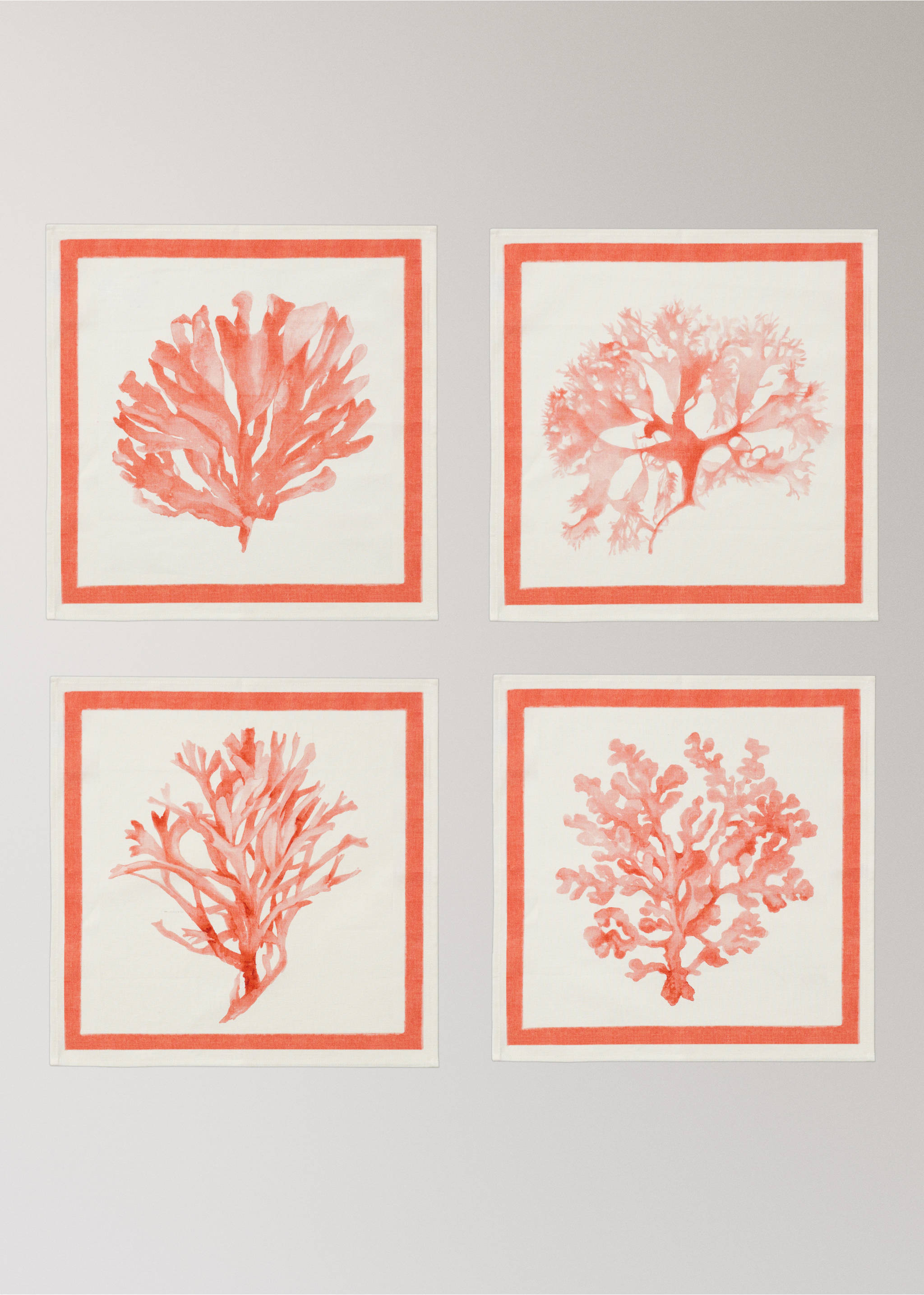 Coral cotton-linen napkins - Article without model, White. Ref: 27061343-00.