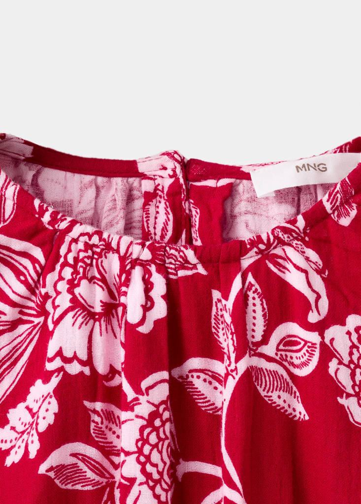 Floral dress with cut-out — Red