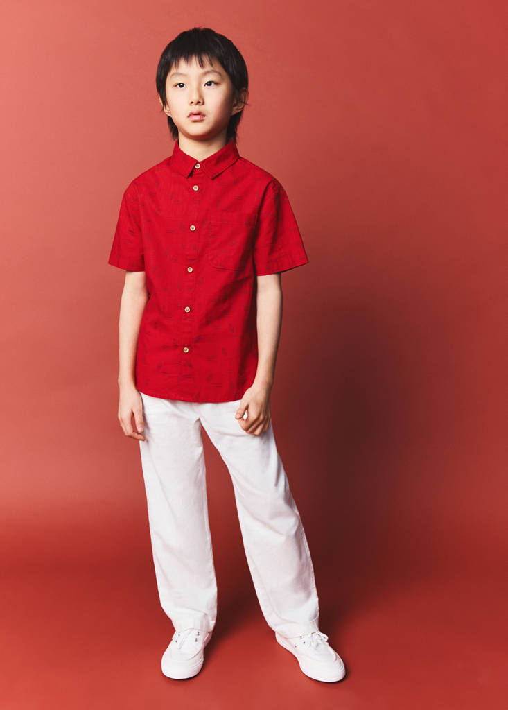 Straight linen-blend trousers — White