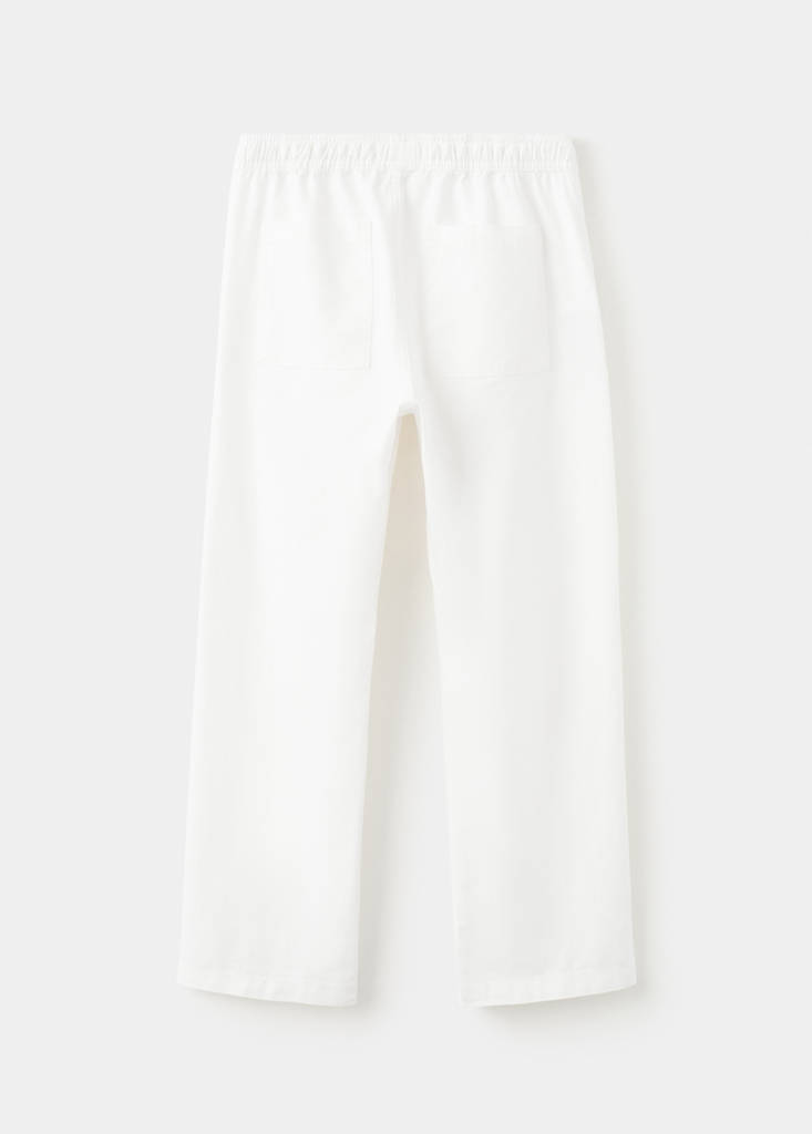 Straight linen-blend trousers — White