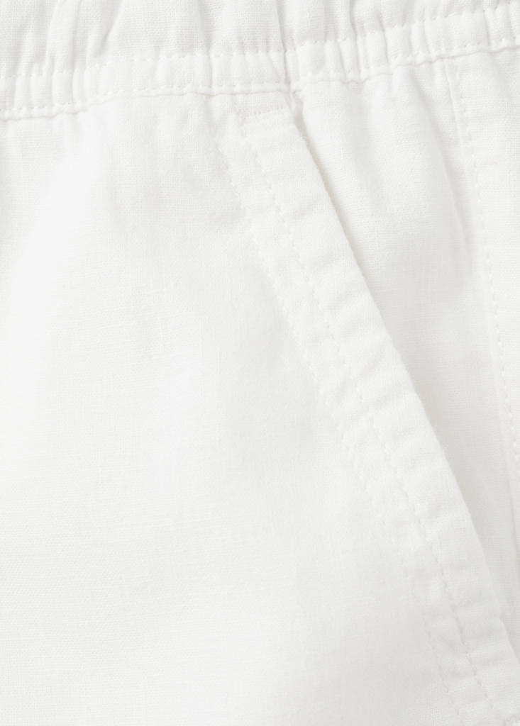 Straight linen-blend trousers — White
