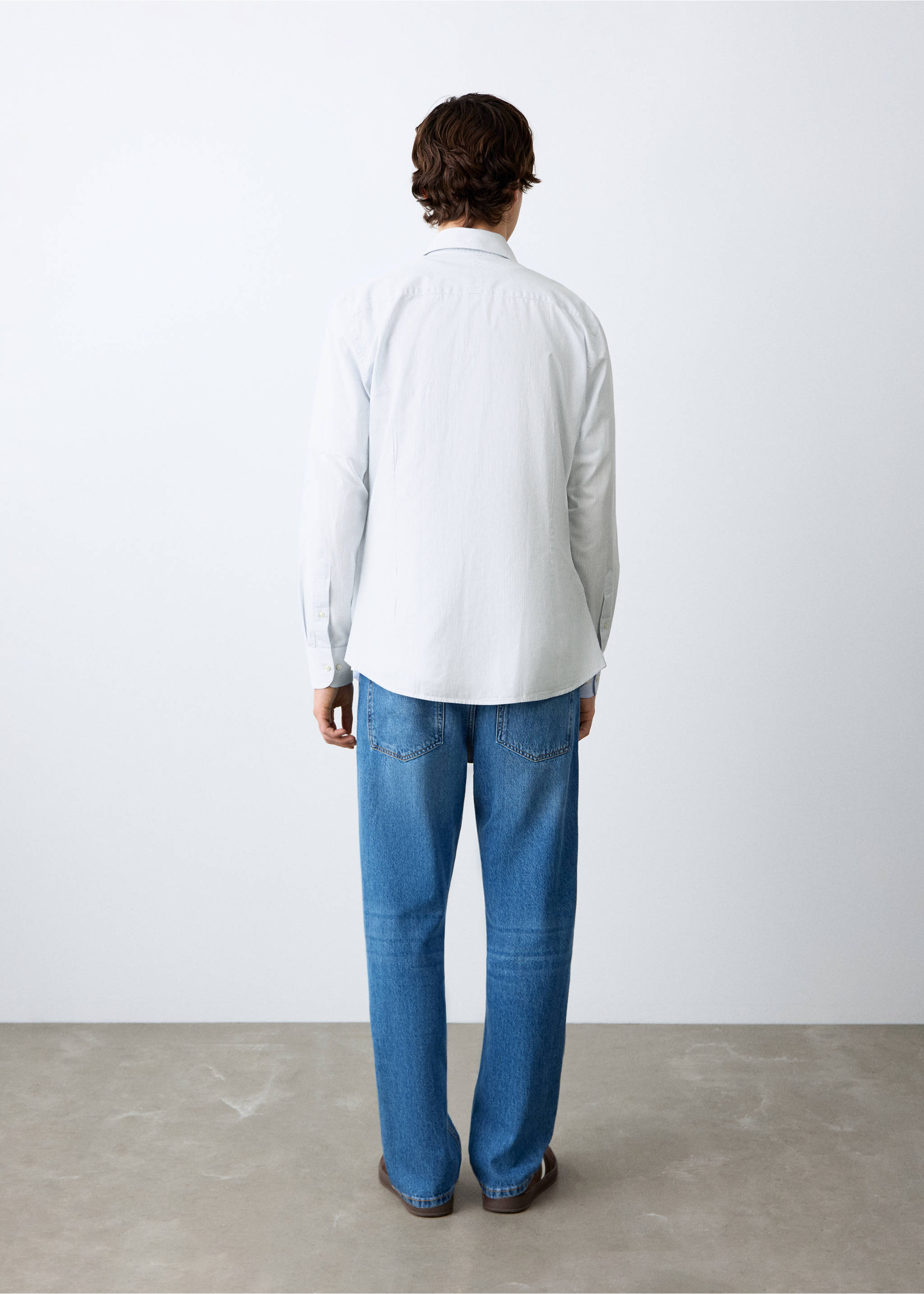 Classic-fit striped shirt - Reverse of the article, Sky Blue. Ref: 27061511-00.