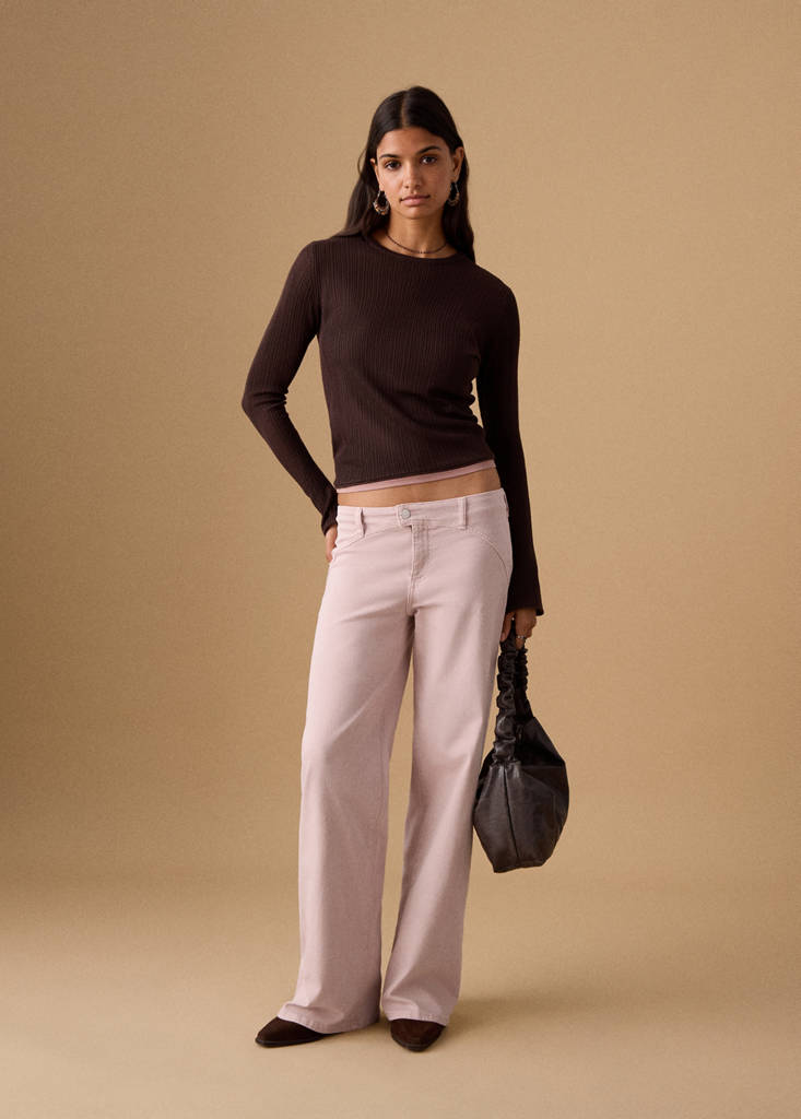 Straight low waist jeans — Pink