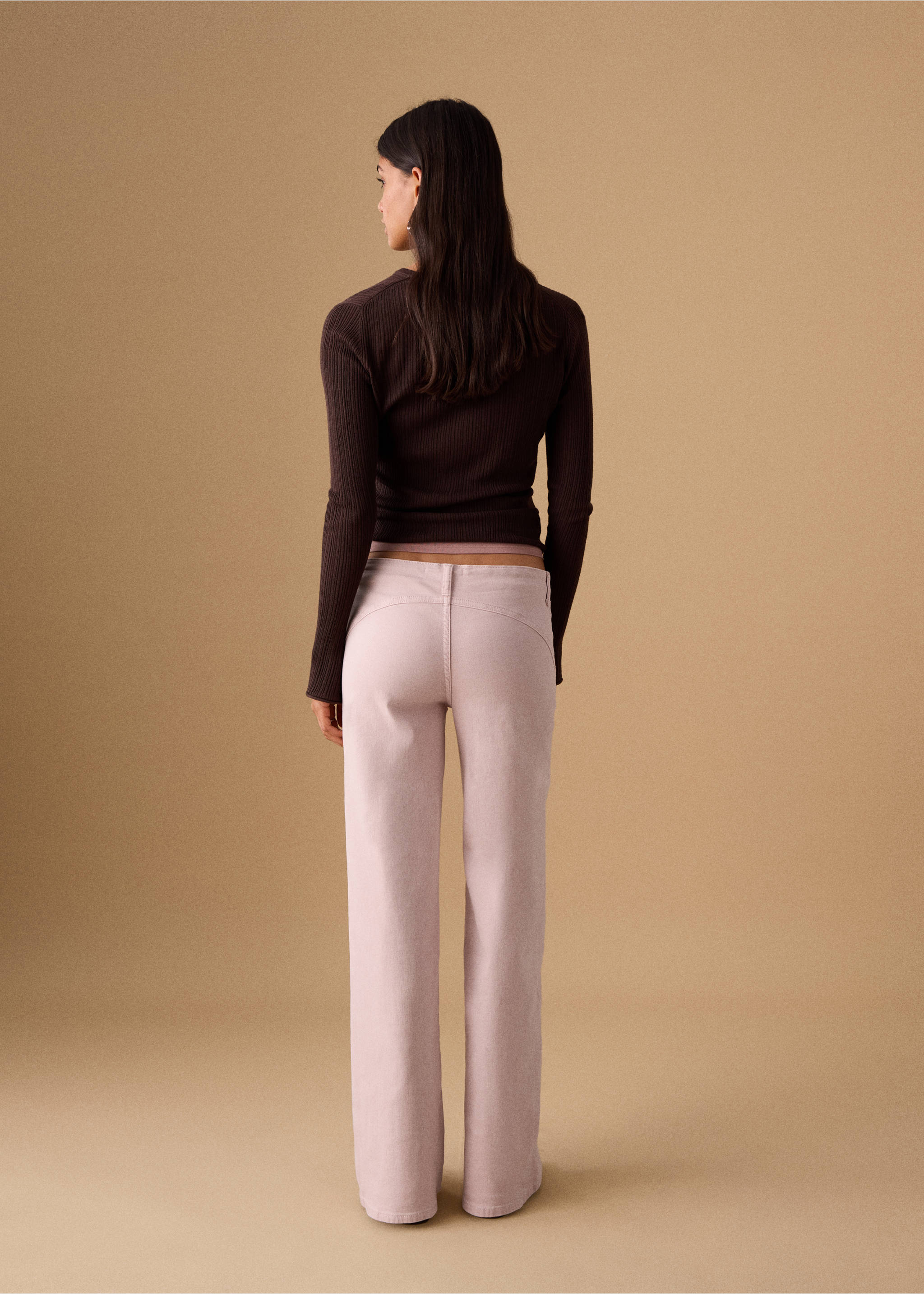 Straight low waist jeans - Reverse of the article, Pink. Ref: 27061513-00.