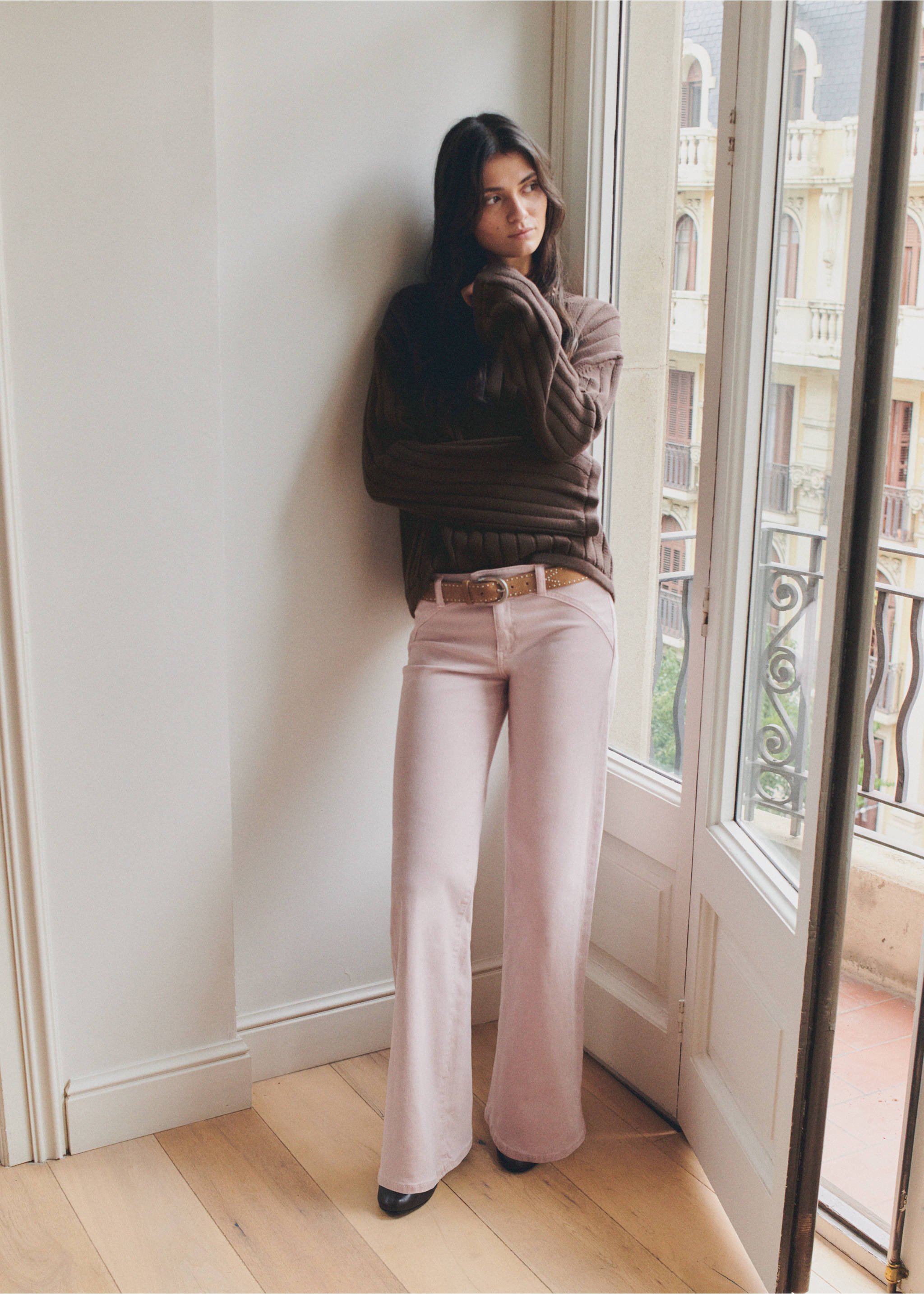 Straight low waist jeans - Details of the article 5, Pink. Ref: 27061513-00.