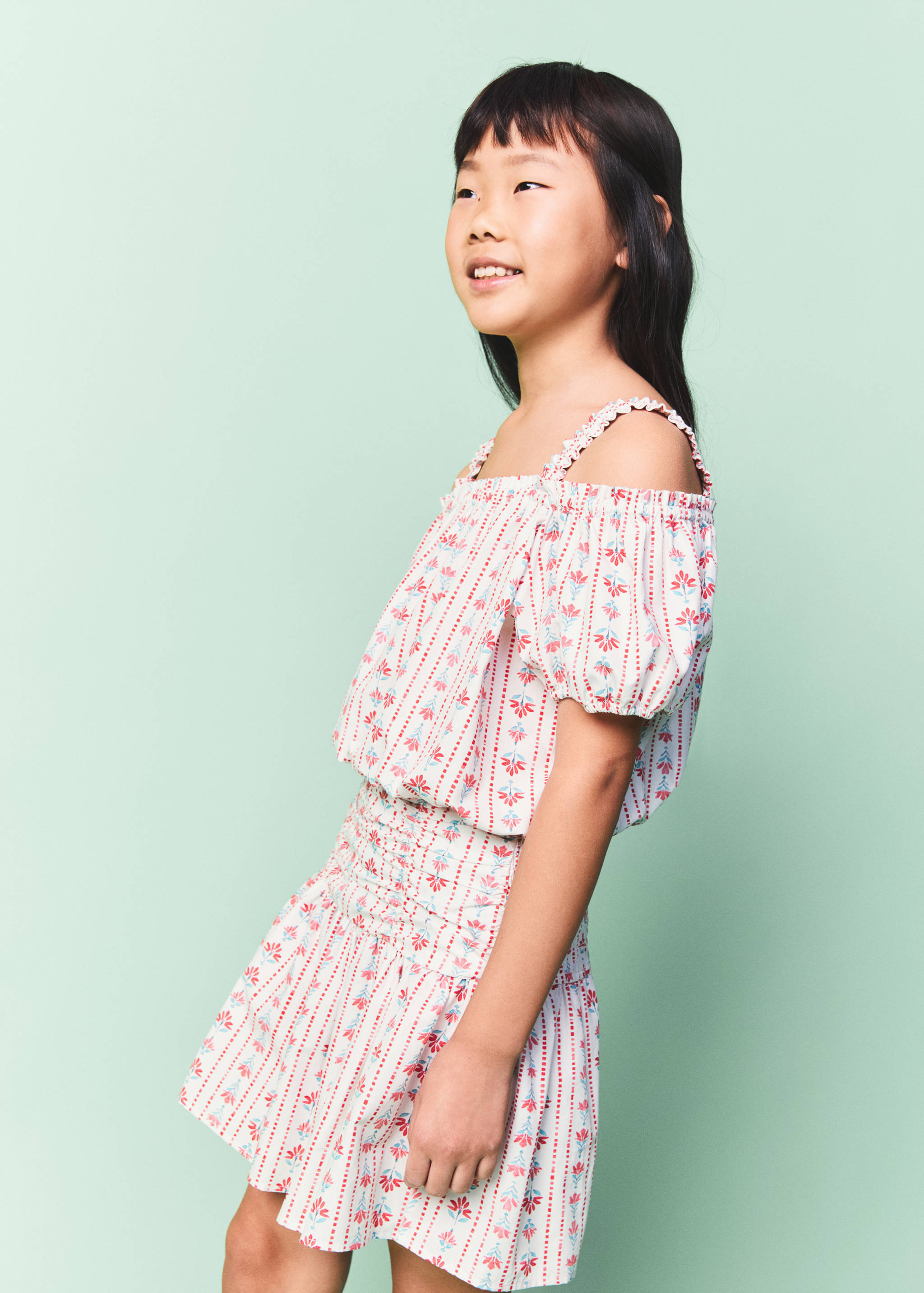 褶皱花朵短裙 - null