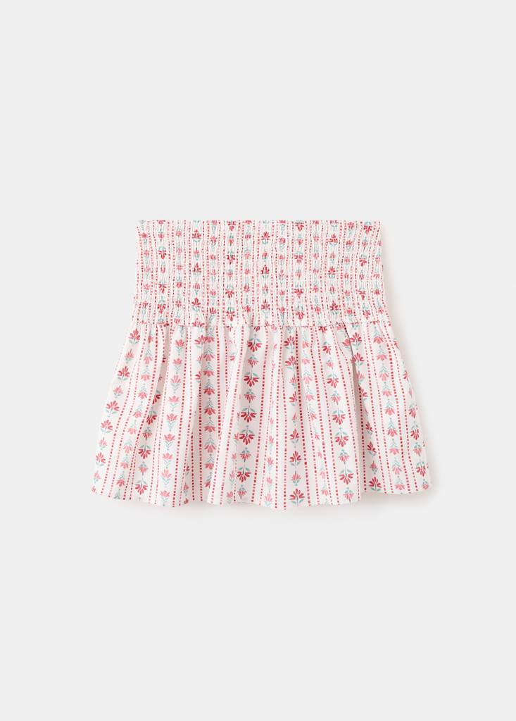 Ruched floral skirt — Red