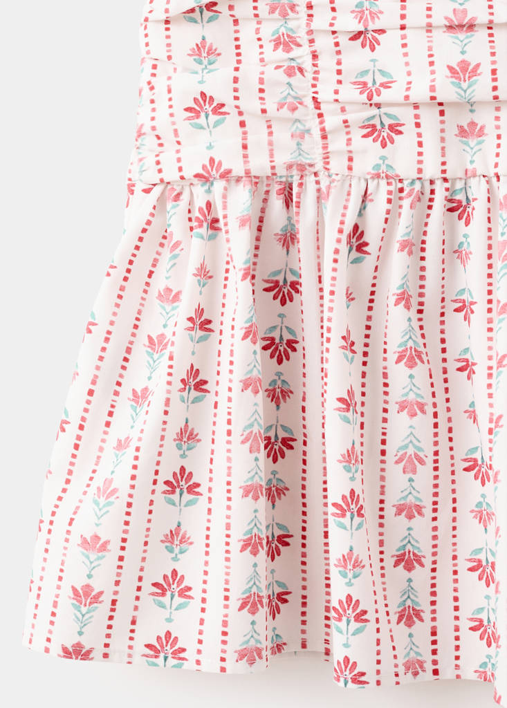 Ruched floral skirt — Red