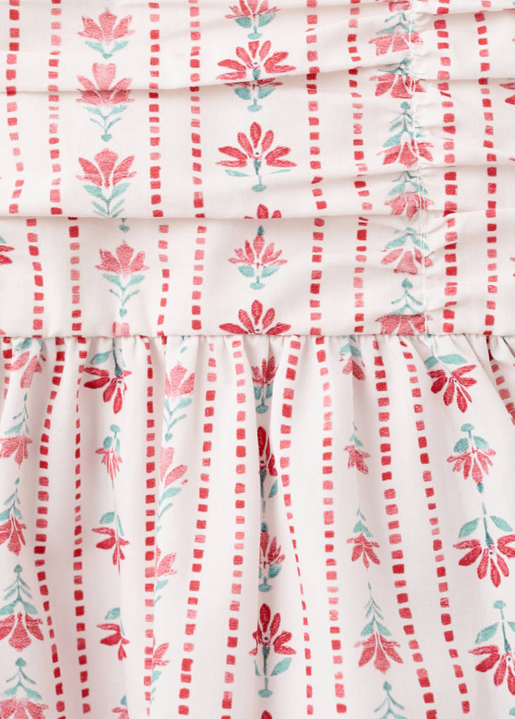 Ruched floral skirt — Red