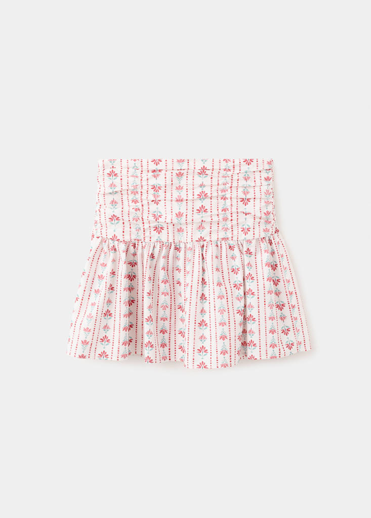 Ruched floral skirt — Red